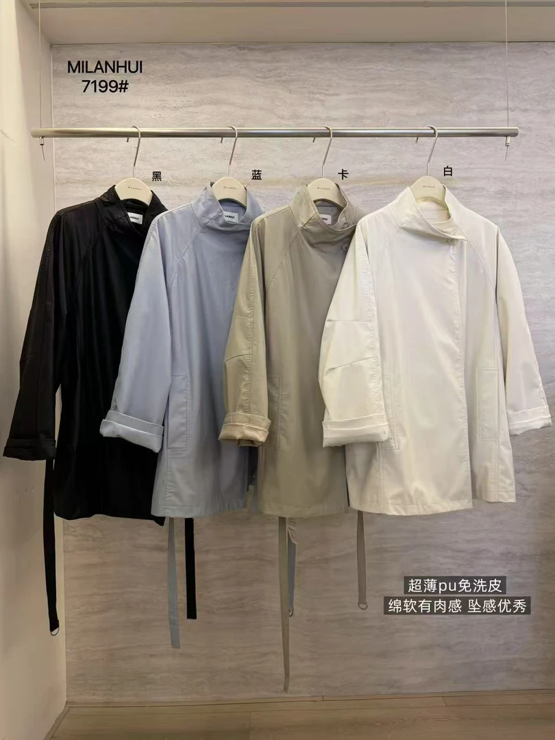 恩熙·新款韩系中长款韩系风衣皮衣外套7199