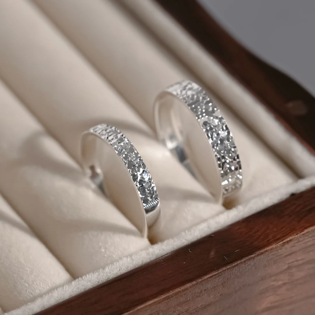 925银戒指 碎冰冰戒指女925纯银小众设计感网红爆款素圈开口指环