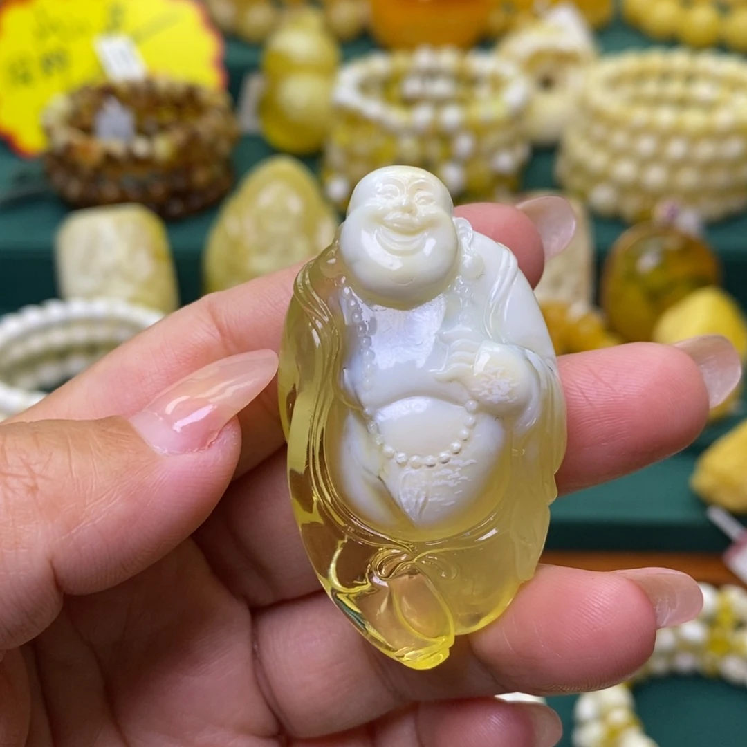 蜜蜡未镶嵌裸石弥勒佛
