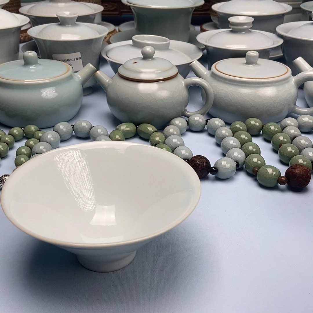 杯月白釉斗笠杯原矿原釉原产地