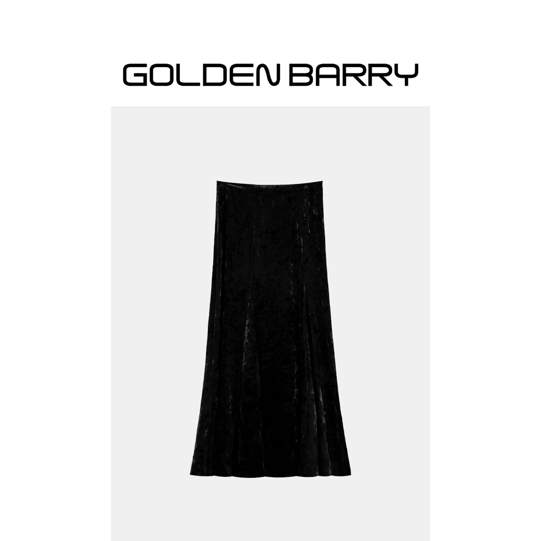 GOLDENBARRY|【福利】310120 半身裙轻奢百搭气质丝绒半裙/微瑕