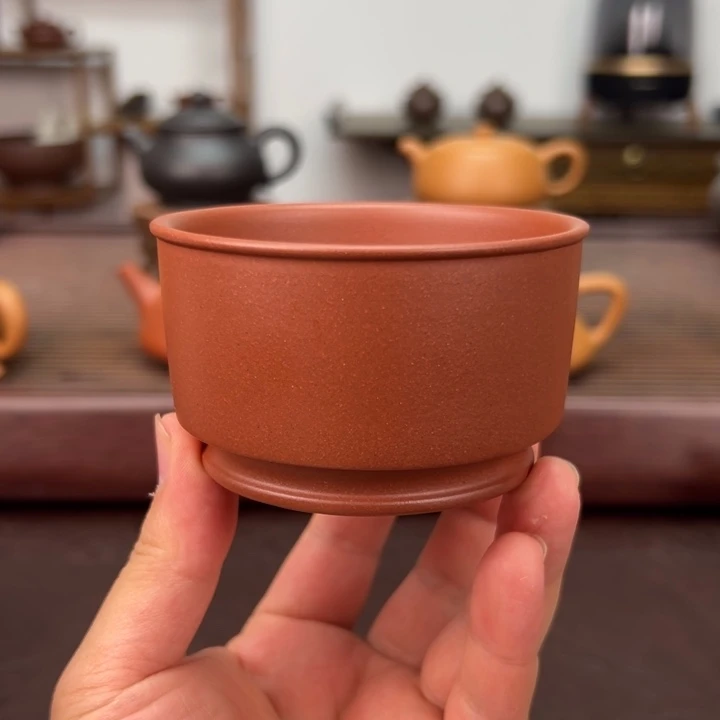 招***鼠紫砂茶壶红棕泥主人杯