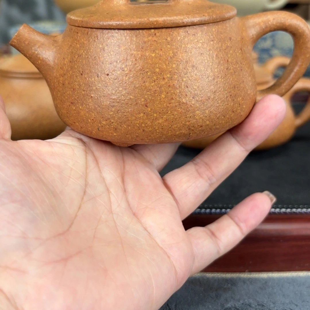 茶壶紫砂梨皮黄段宽口