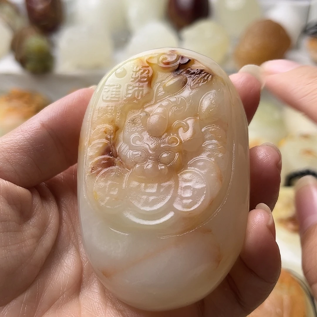 石材方解石手把摆件不退换貔貅微瑕