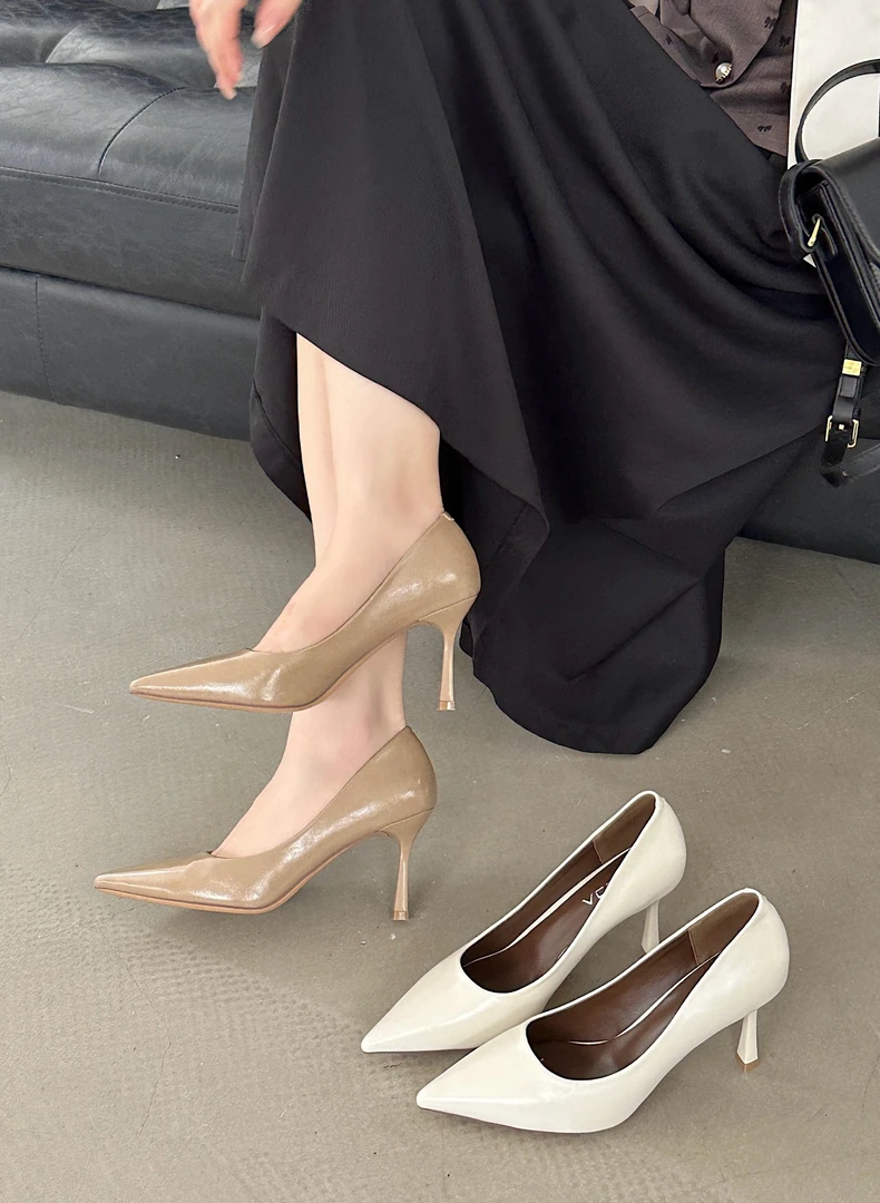 复古职业通勤高跟鞋女2035春夏新款浅口百搭细跟尖头舒适气质单鞋