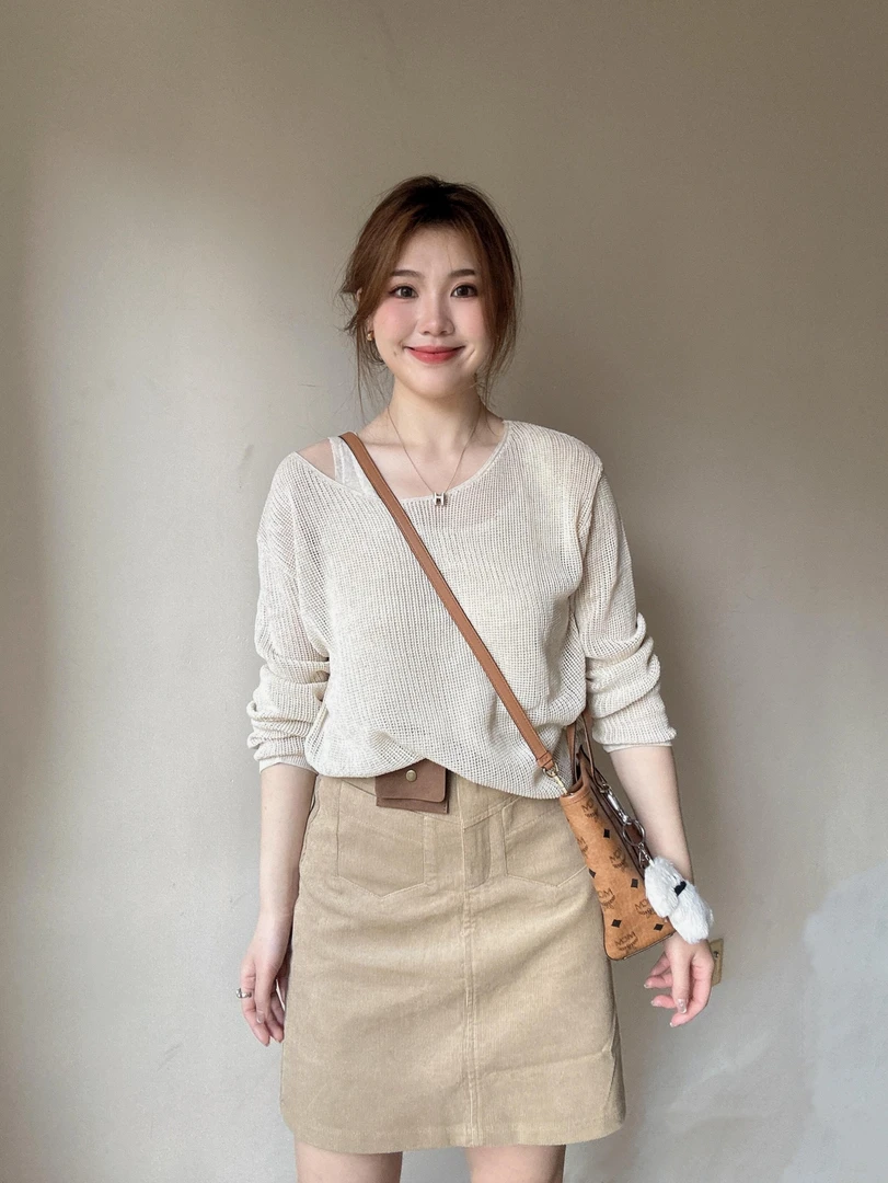 今年流行漂亮时尚套装裙女春季镂空罩衫防晒针织衫半身裙两件套