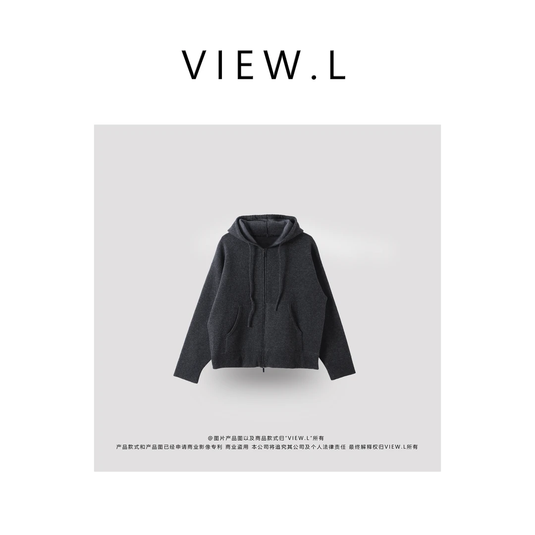 view.l25   双面织廓形连帽卫衣开衫外套  W899