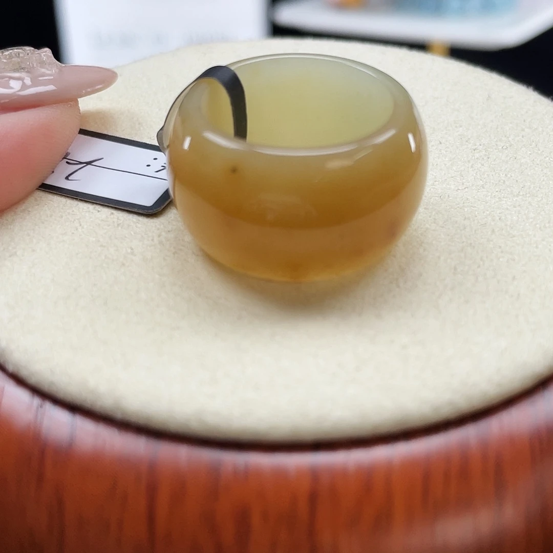 和田玉未镶嵌戒指P5金桔糖墩墩18.4不退换