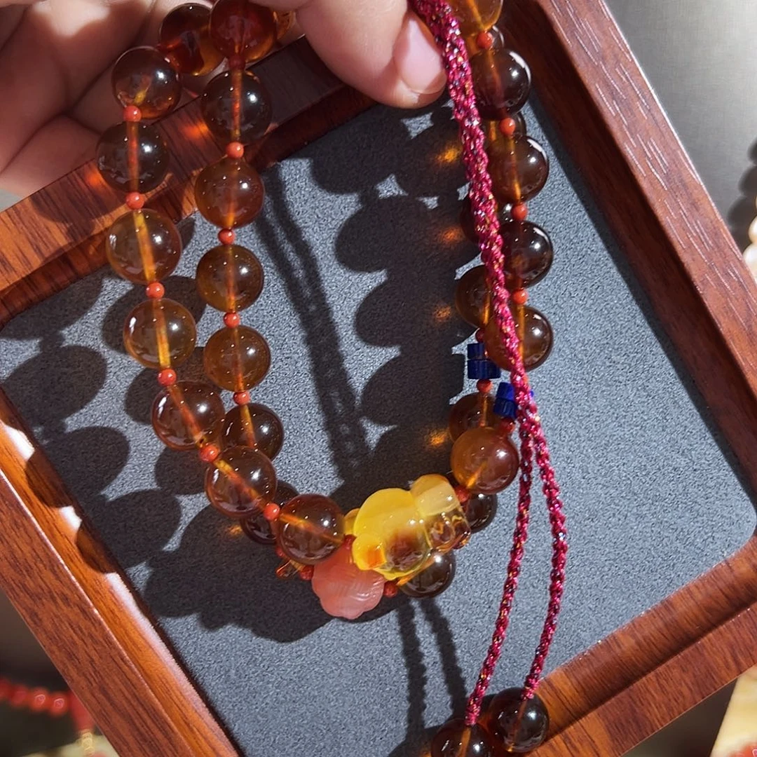 琥珀颈饰未镶嵌天然长链