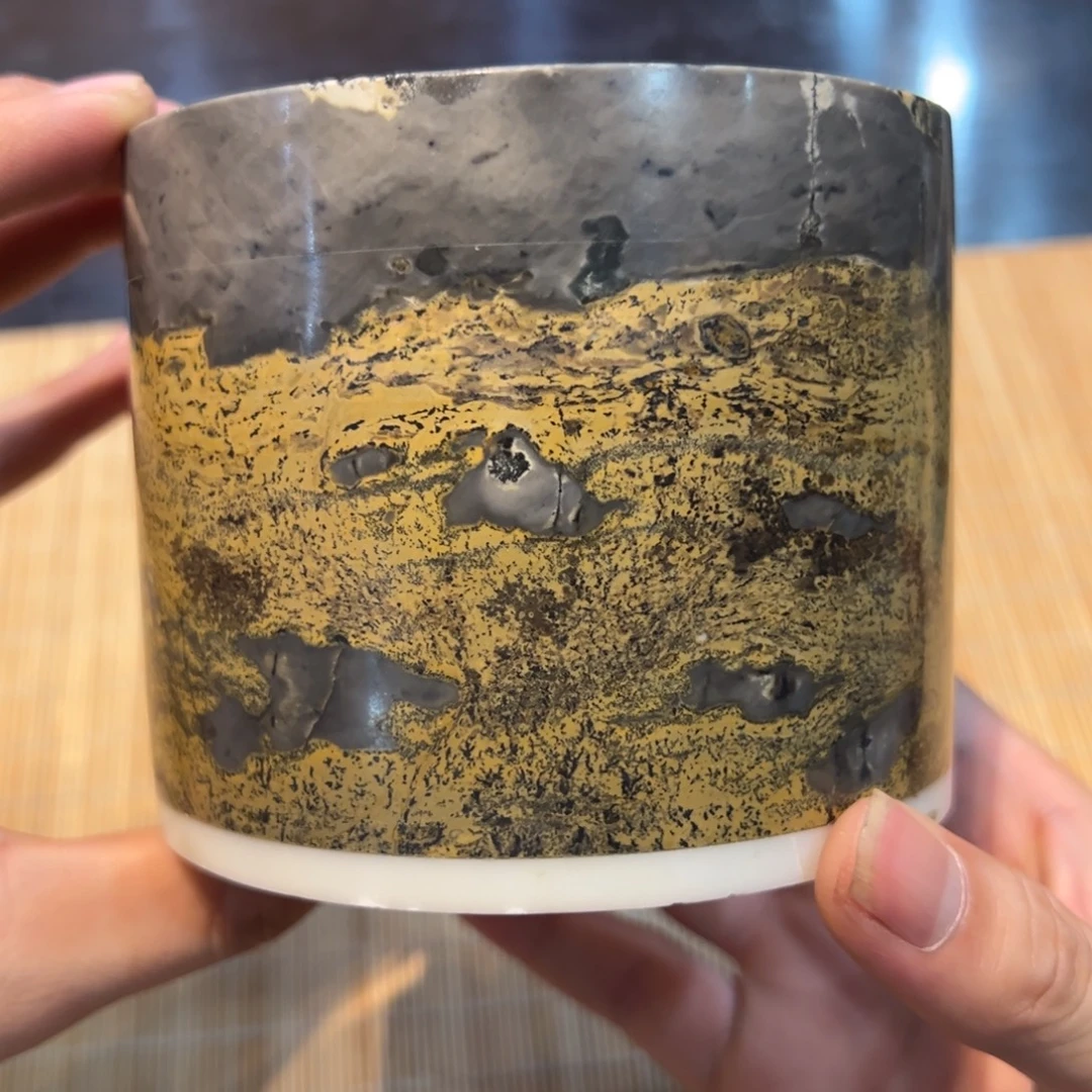 天然国画石六君子桶