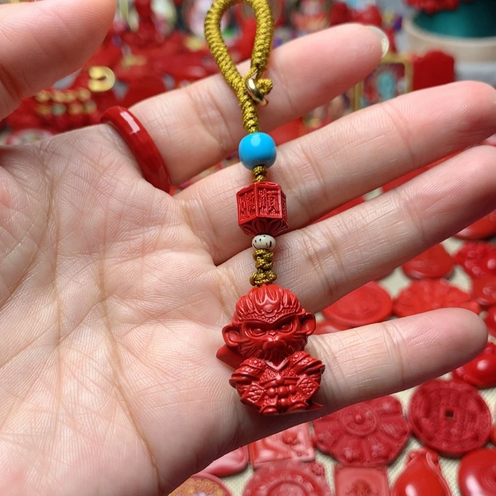 天然辰砂工艺品朱砂钥匙扣