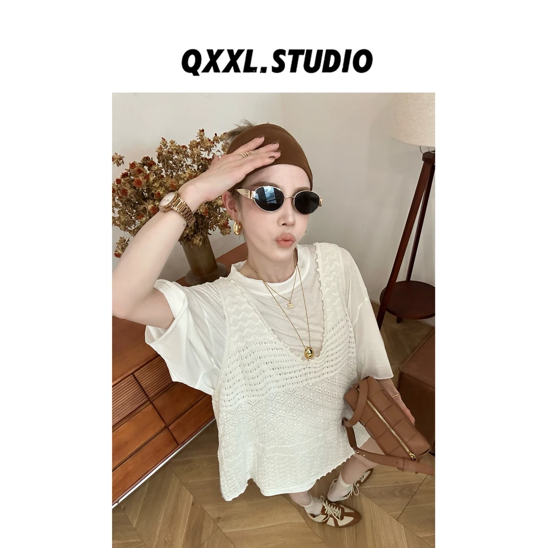 邱小小丽呀 夏季纯色欧货宽松短袖上衣女百搭显瘦休闲圆领T恤