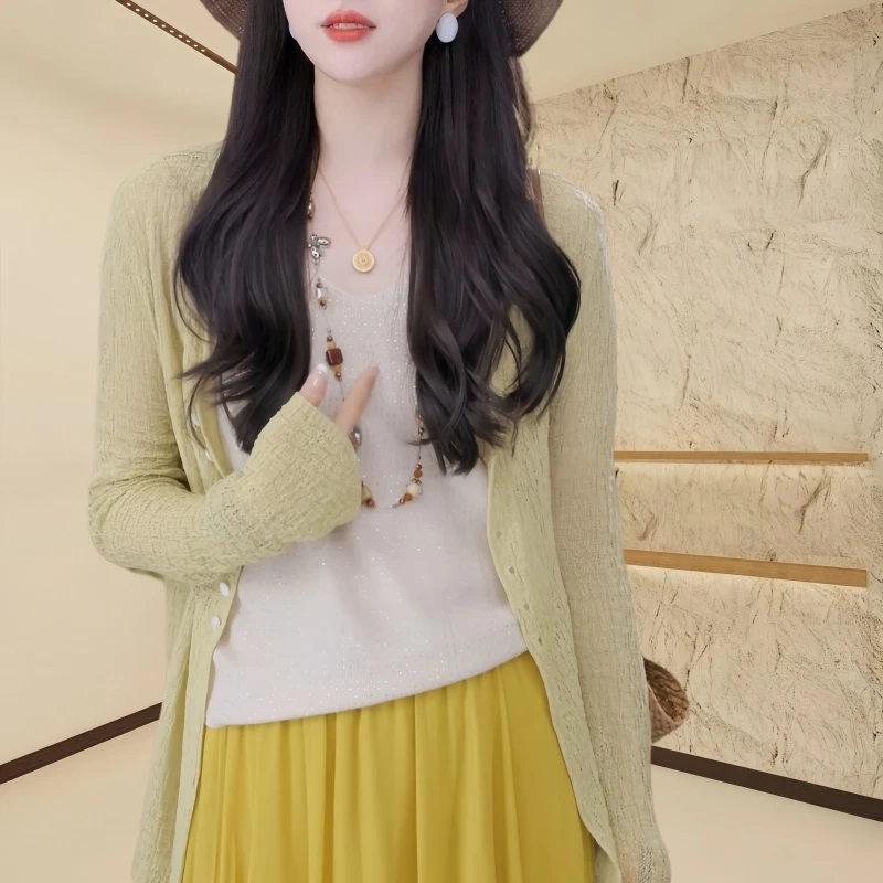 出游服装女装2025夏季欧货轻熟风开衫长袖洋气上衣针织衫外搭品质