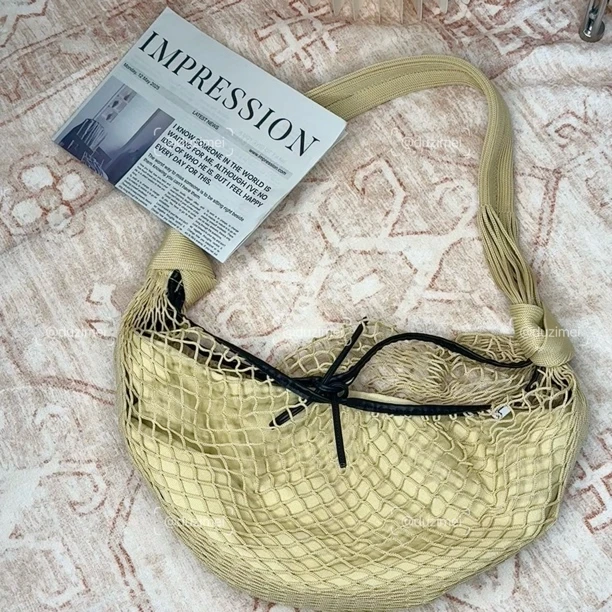 DuzimeiStudio秀场款牛角网兜包法式慵懒风编织包单肩腋下渔网包