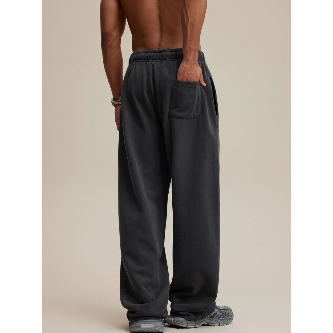 WetGrade 480G重磅vintage碧纹直筒长裤2025秋季美式宽松休闲裤男