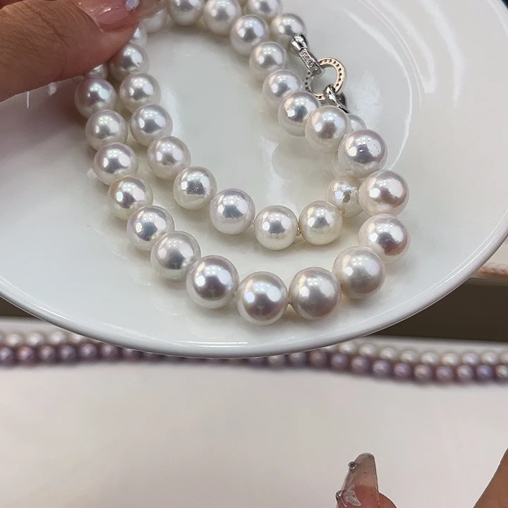 淡水珍珠颈饰银S925镶嵌卡10➕极光炫彩天女粉高品