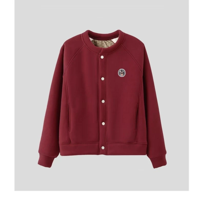 XIAOPAI-「时尚潮流」2024加绒保暖女士石墨烯圆领暗扣外套O-Q679