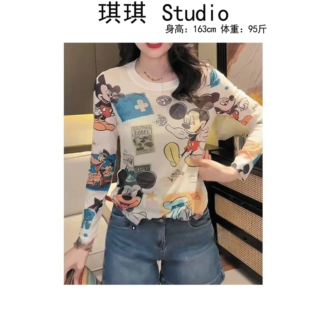 《琪琪家》夏季新款潮流气质时尚满身卡通米鼠减龄防晒上衣2276-CS