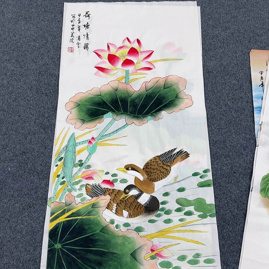 国画尺寸50X100手绘作品