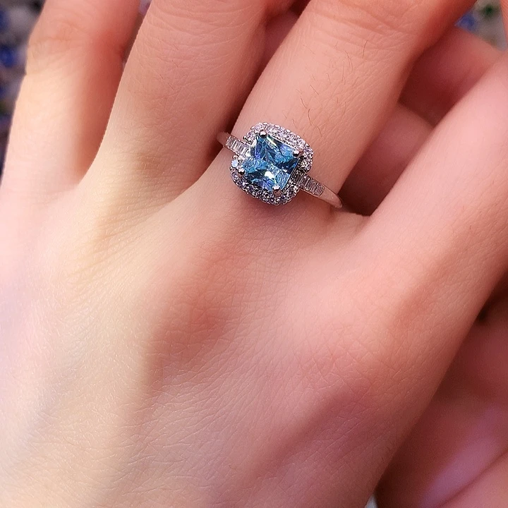 海蓝宝石戒圈银S925镶嵌