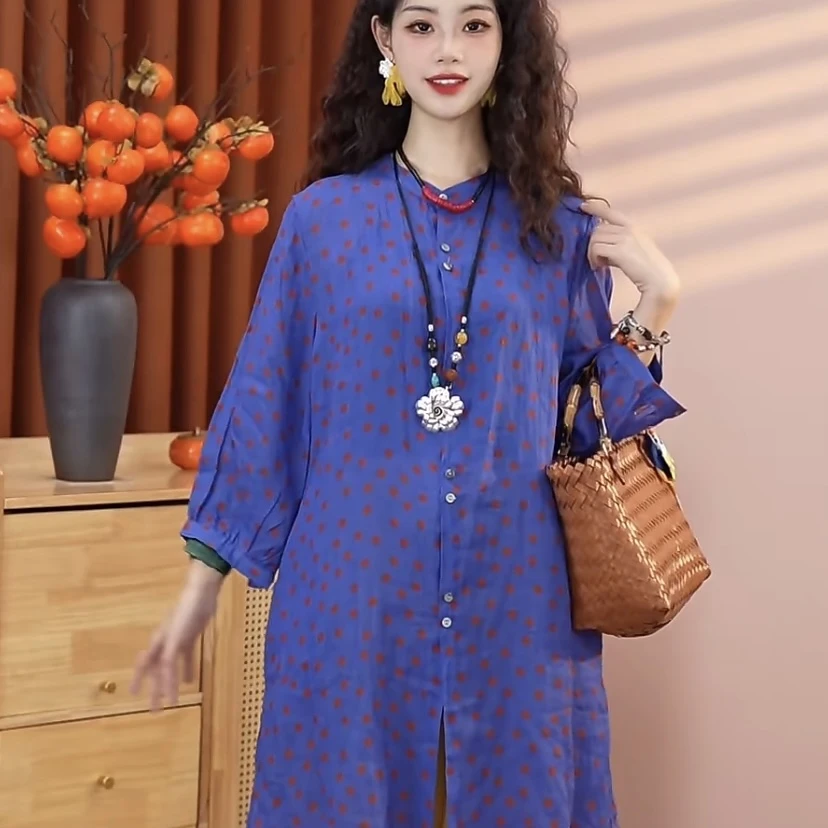 【乔一推荐】2025新款复古中式显瘦减龄透气苎麻女款女上衣26196