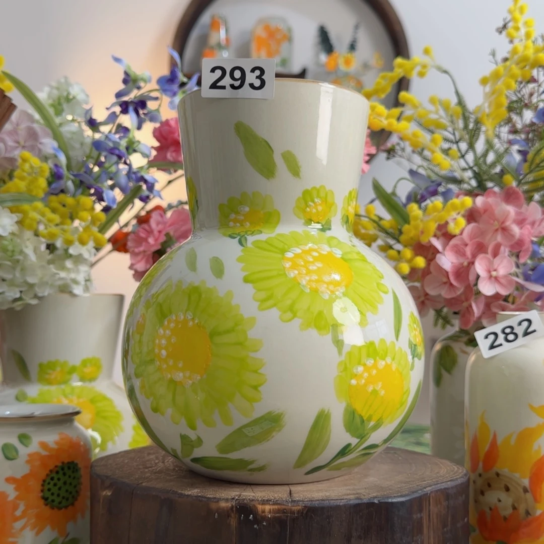 摆件景德镇陶瓷手绘小花瓶摆件无孔