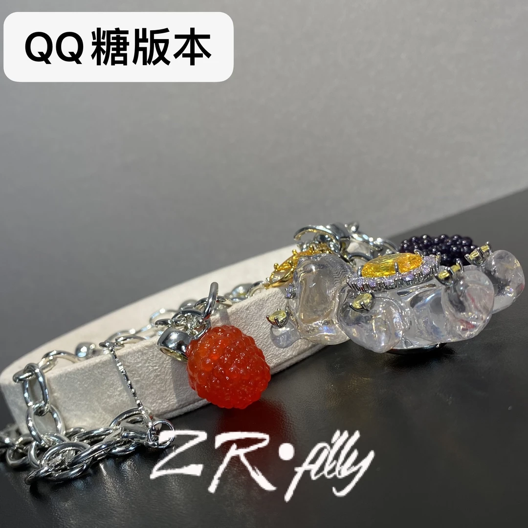 铜合金锆石项链 个性百搭透明熊项链6709