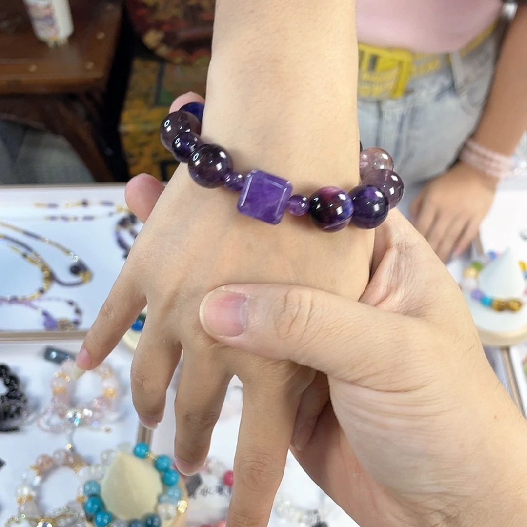 水晶手链银S925镀金镶嵌