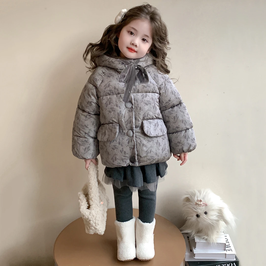 女童连帽棉服冬季新款时髦女孩韩系加绒棉袄儿童森系冬装加厚棉衣