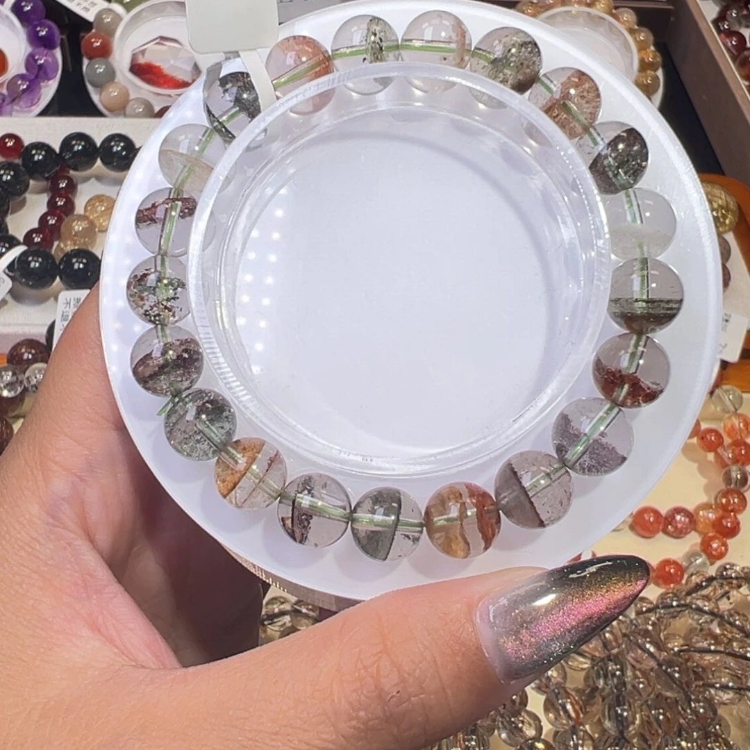 水晶未镶嵌手链半盆彩色绿幽灵8.8M