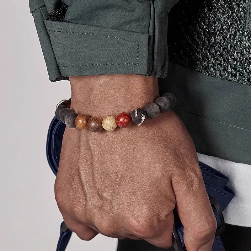 大英博物馆灵蛇手链银曜石手串男士手链送男朋友男生生日礼物