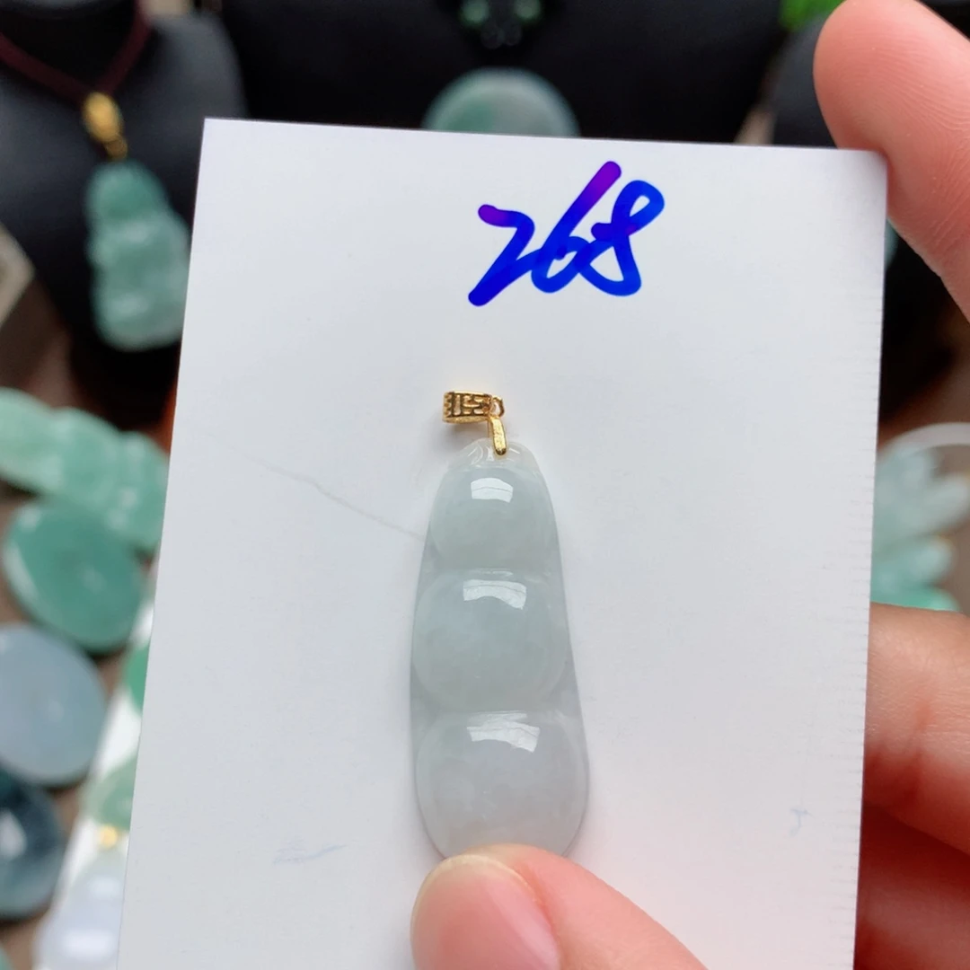 翡翠颈饰银S925镀金镶嵌吊坠