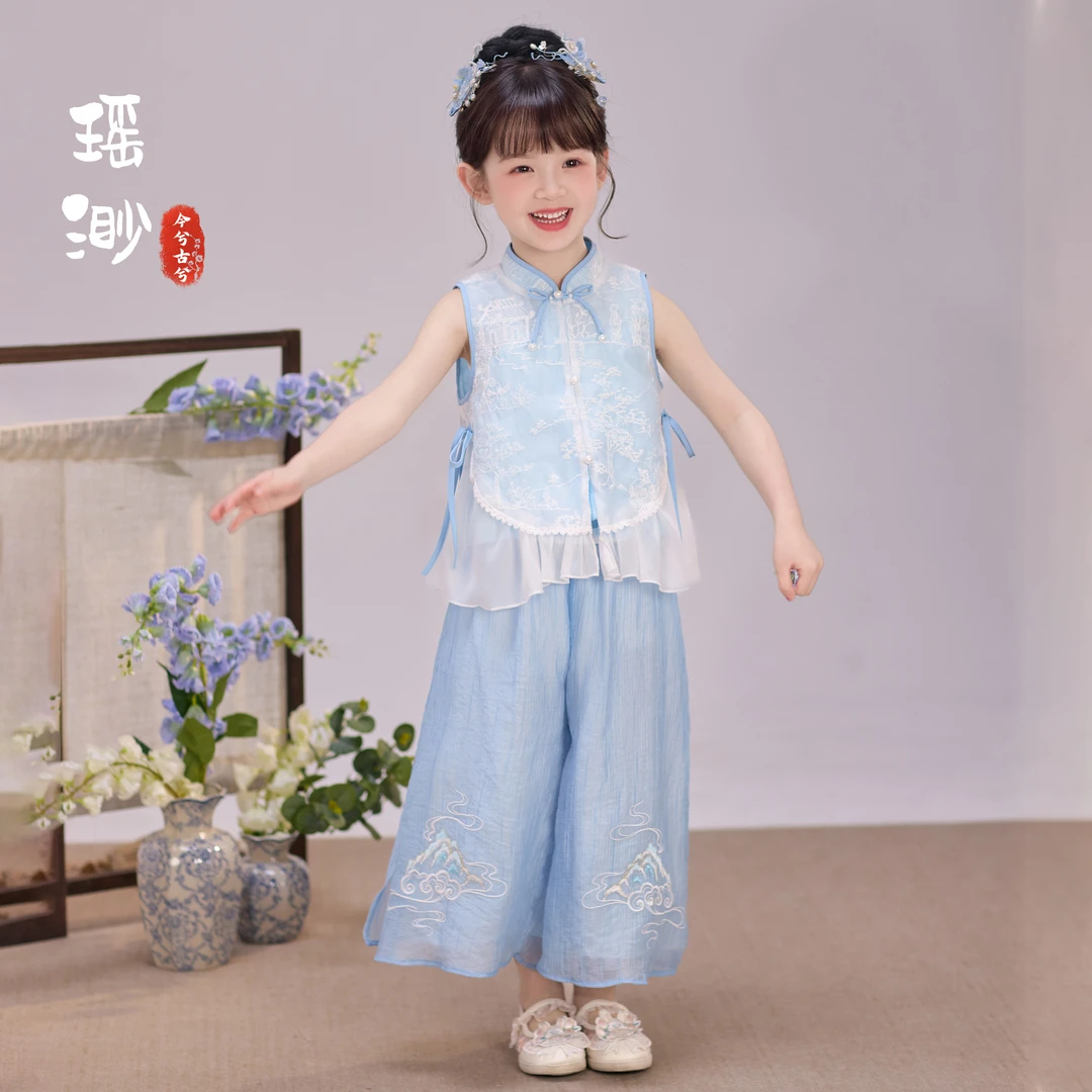 今兮古兮【瑶渺】女童汉服夏季套装新款中国风唐装小女孩夏装古装