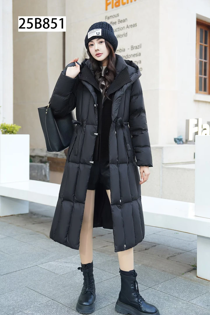 DH55851回【高充绒针织翻领A版白鸭绒】新款时尚A版修身羽绒服