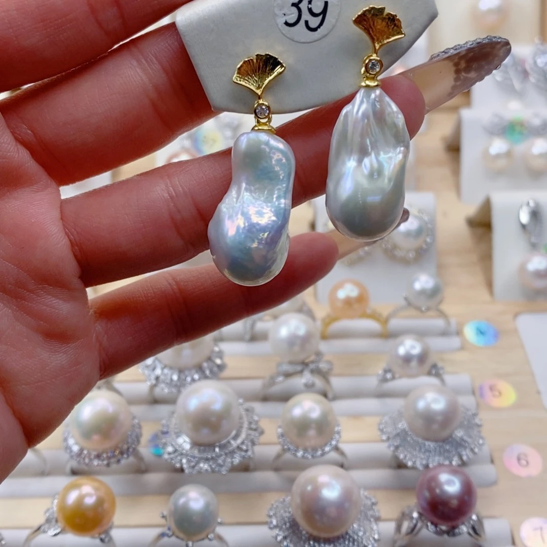 淡水珍珠耳饰合金