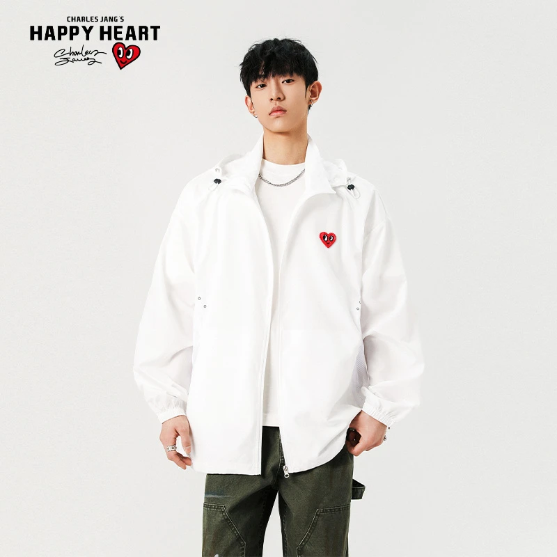 查尔斯桃心 防晒衣户外宽松百搭休闲简约速干外套夹克连帽男女