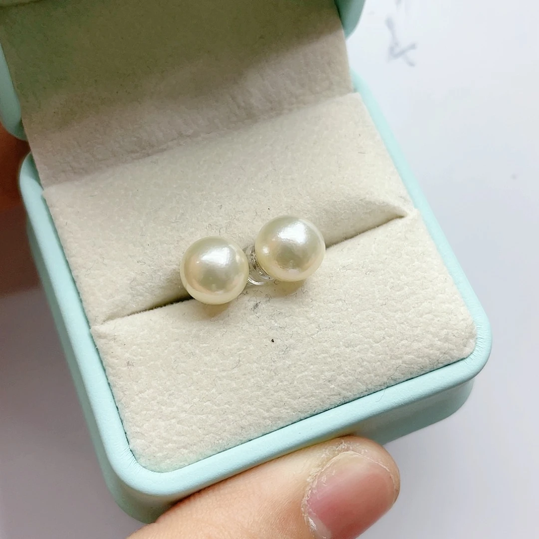 海水珍珠耳饰银S925镶嵌