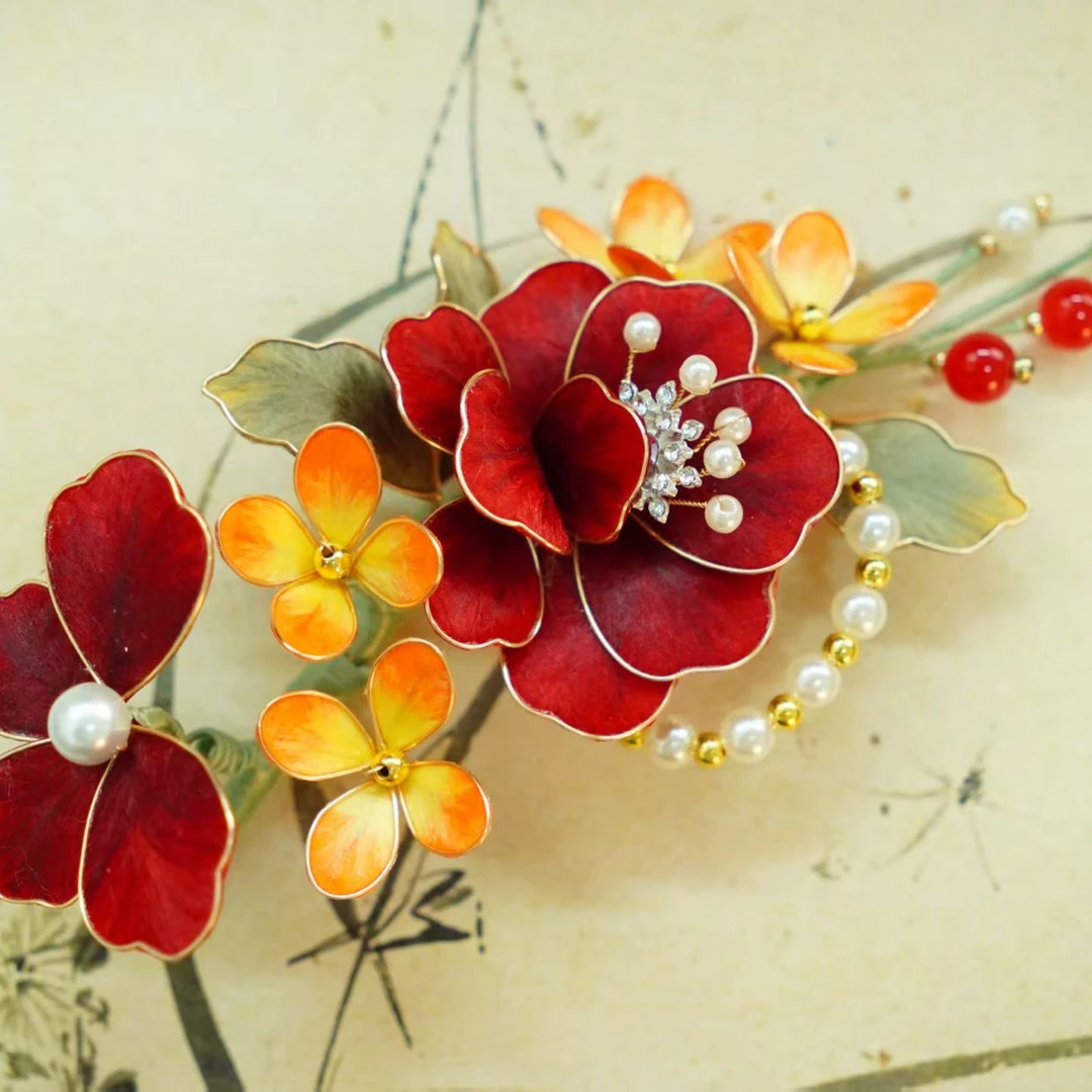 春亦归古风发饰绒花发簪 手工制作默认微瑕