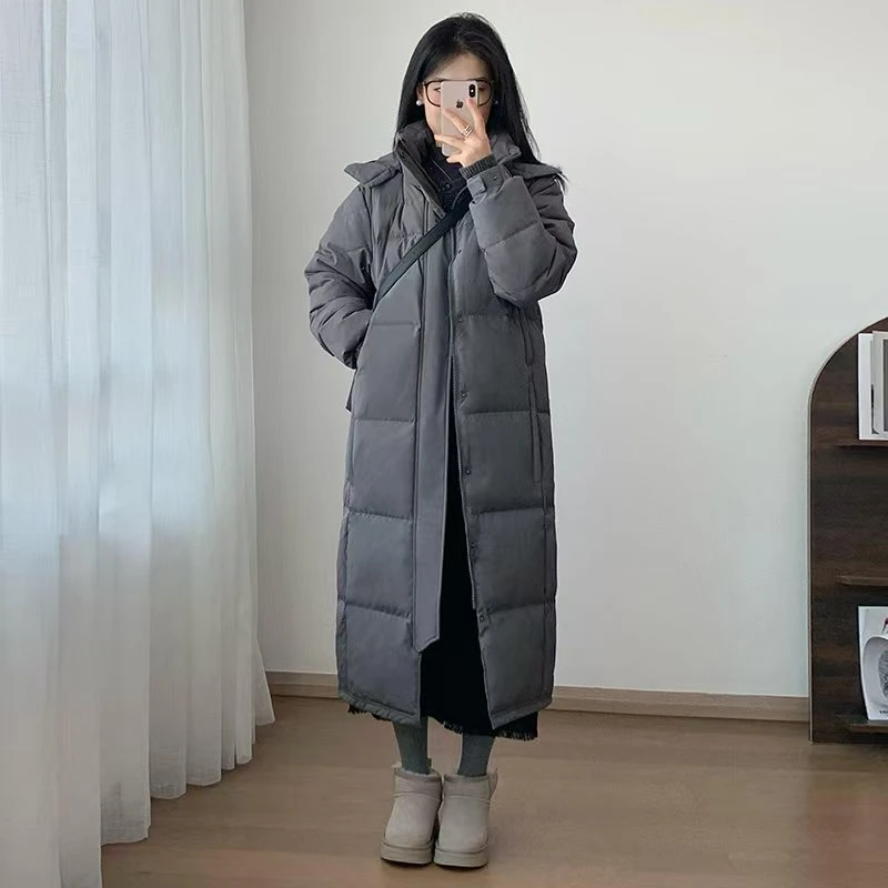 中戏同款棉服女长款2024冬季新款加厚款宽松长过膝情侣新款棉袄