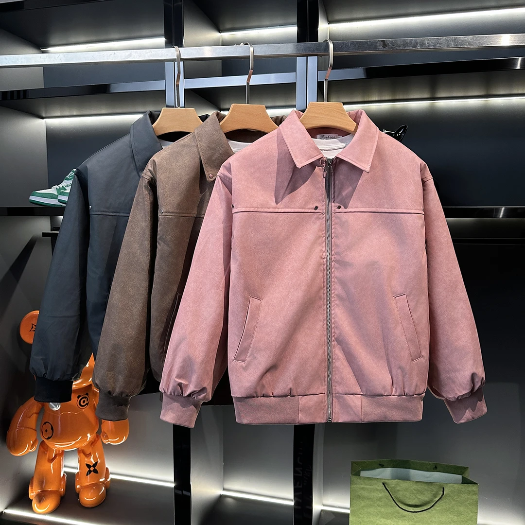 美式复古翻领皮夹克男士2025新款春秋季宽松情侣工装pu皮外套潮牌