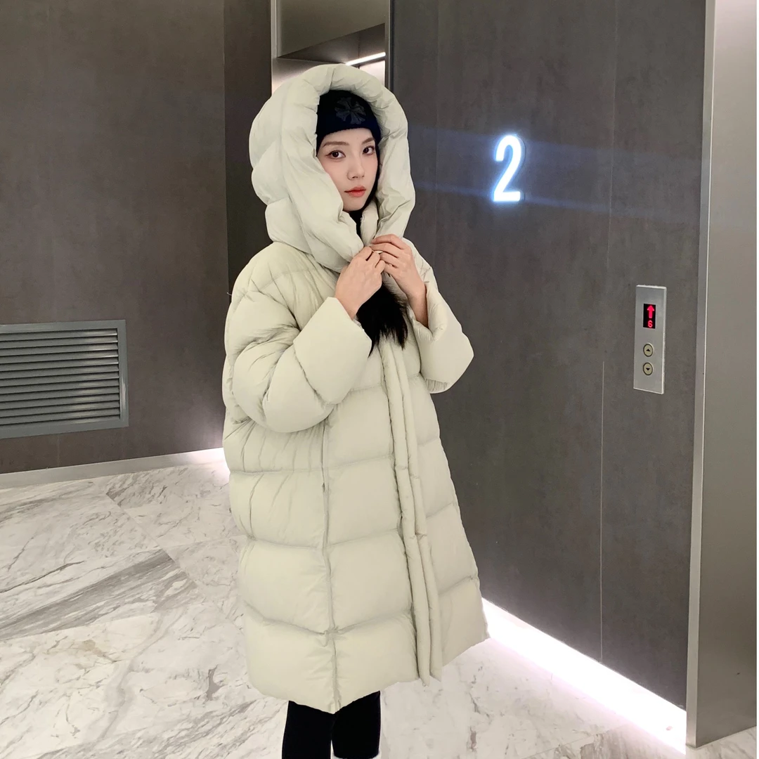 【雪欢飞正品】新款鹅绒羽绒服高腰加厚女韩版秋冬连帽中长款28-2