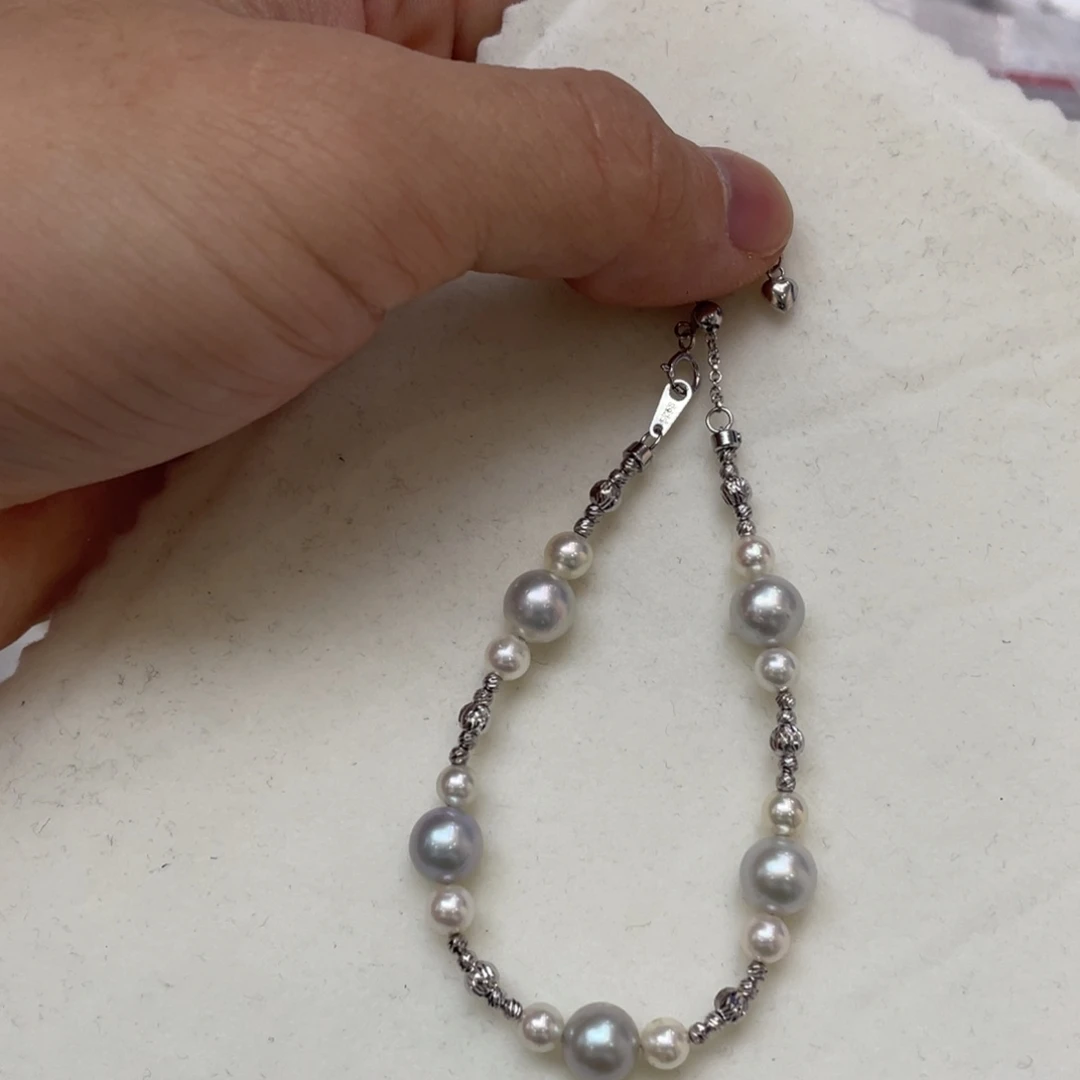 银S925镶嵌手绳海水珍珠