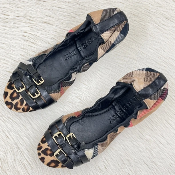 99新 BURBERRY/博柏利 格纹豆豆鞋 37码 公价6k lc008