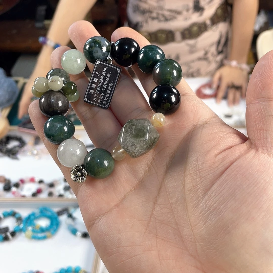 水晶手链银S925镀金镶嵌