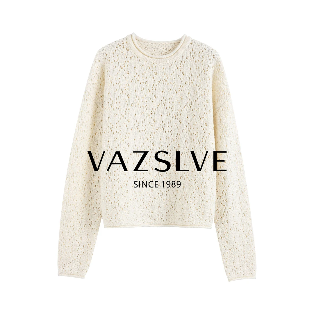 【VAZSLVE/全新奢品】新品圆领翻花挑眼女套衫 G 1286