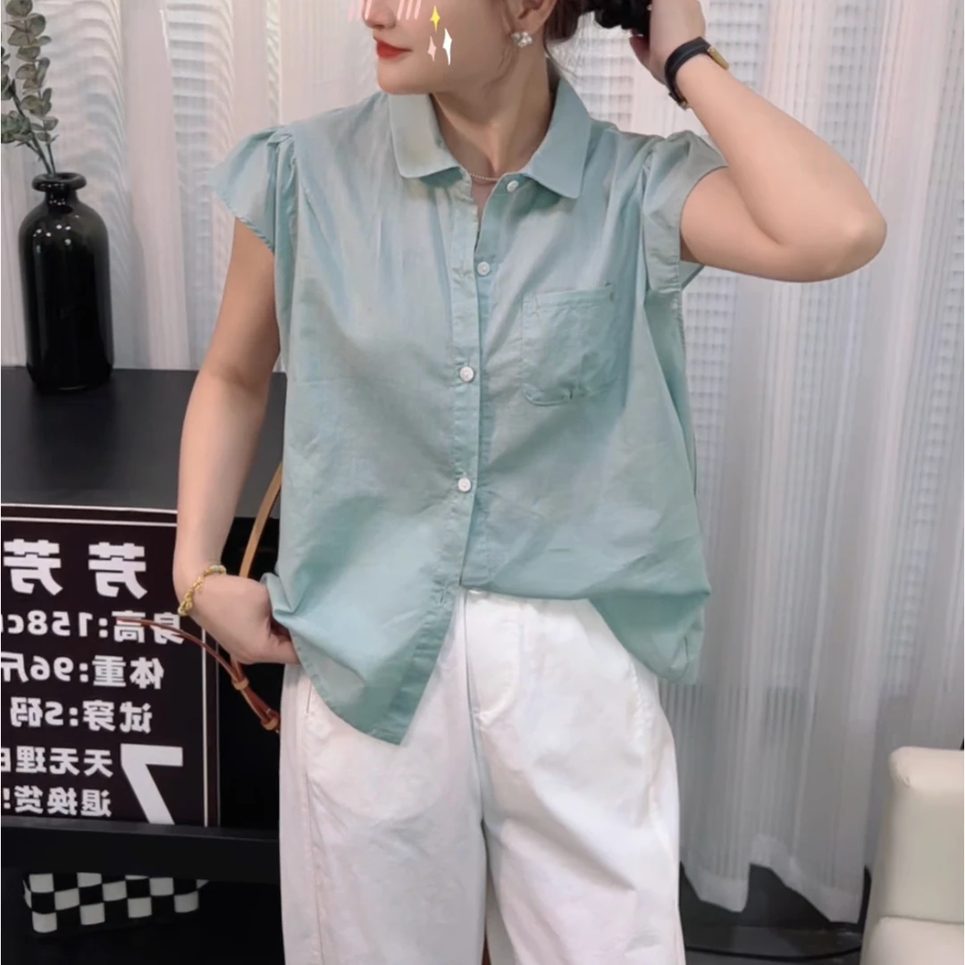 芳芳家【夏逸】高品质棉麻~清爽干净!  夏日多巴胺穿搭飞袖衬衫