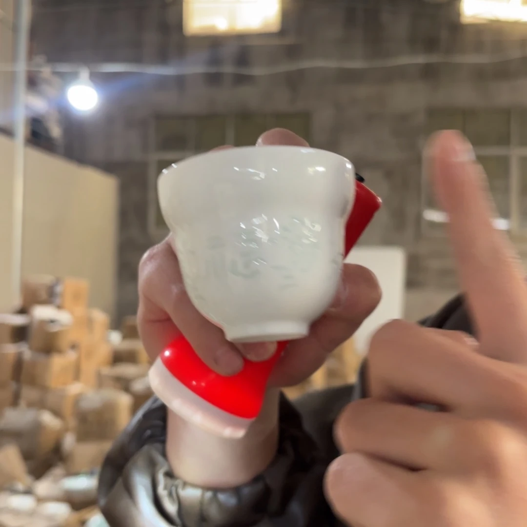 高白泥玲珑葫芦杯2只（源头工厂）