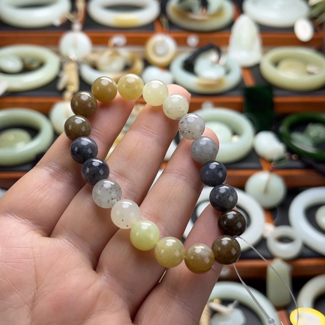 和田玉未镶嵌手链10微瑕