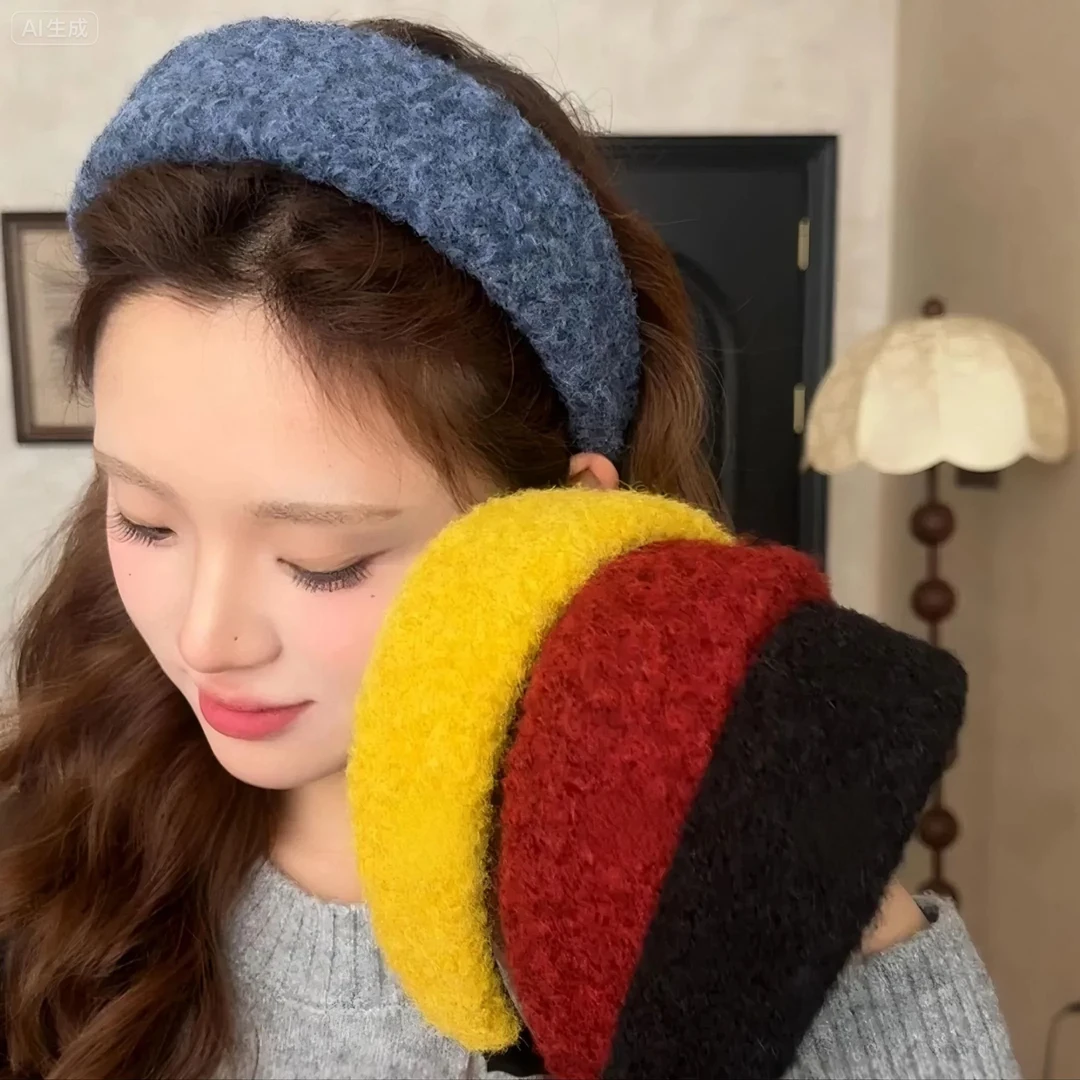 系卷毛海绵宽边发箍女秋冬增高颅顶压发头箍气质百搭发卡发饰