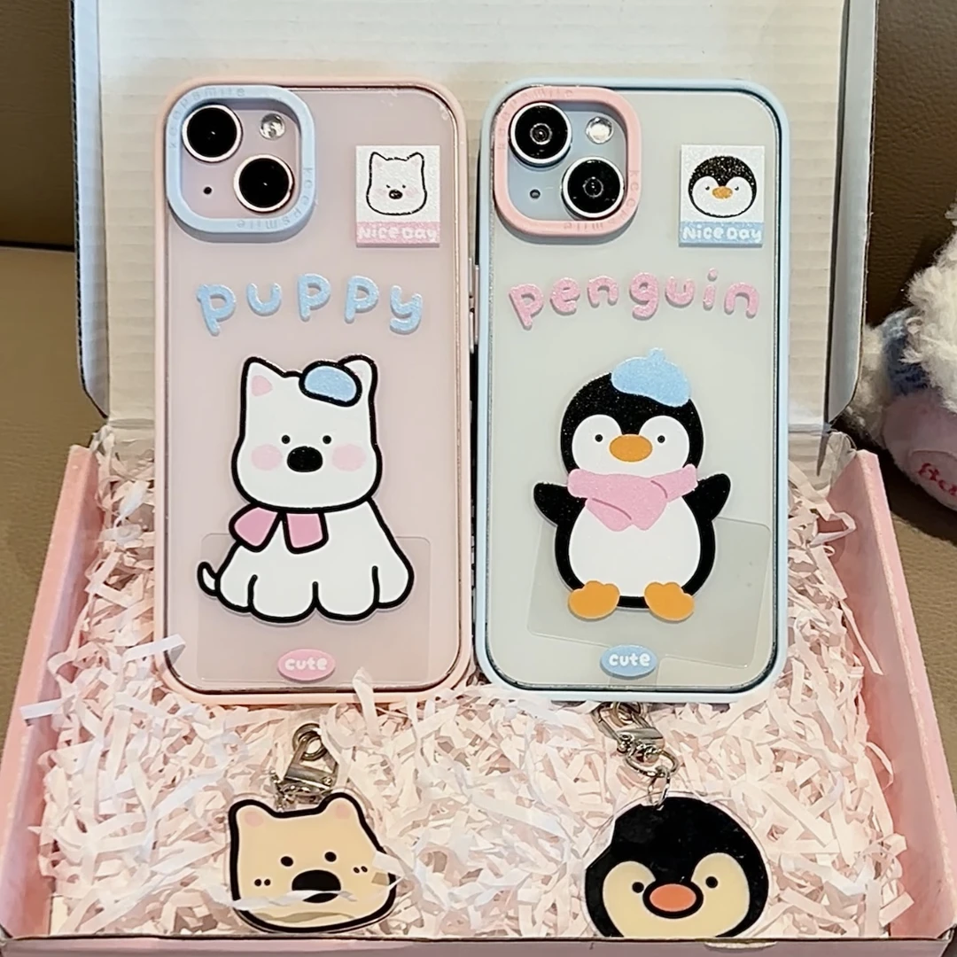 雅天立可爱企鹅西高地适用iPhone16/13promax苹果15挂件14手机壳